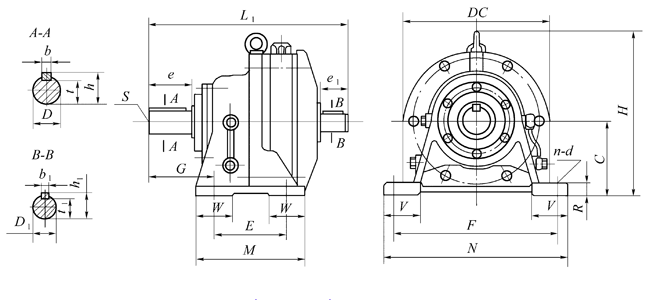 XW、XWD行星擺線針輪減速機外形及安裝尺寸