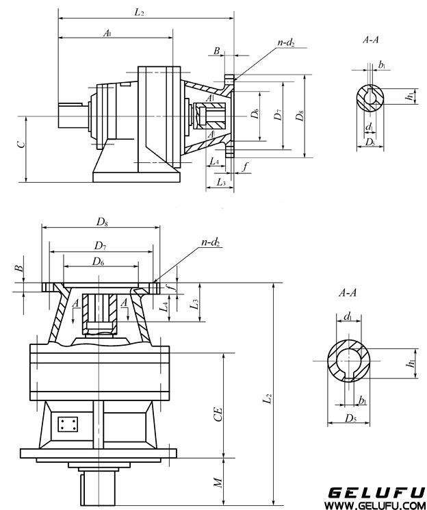 B系列上海變速機械廠標準行星擺線針輪減速機接盤安裝外形及安裝尺寸 B系列上海變速機械廠標準行星擺線針輪減速機接盤安裝外形及安裝尺寸