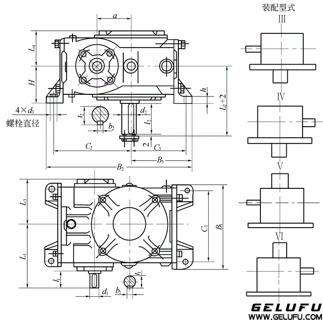 KW型錐面包絡(luò)圓柱蝸桿減速機(jī)(JB-T5559-91)