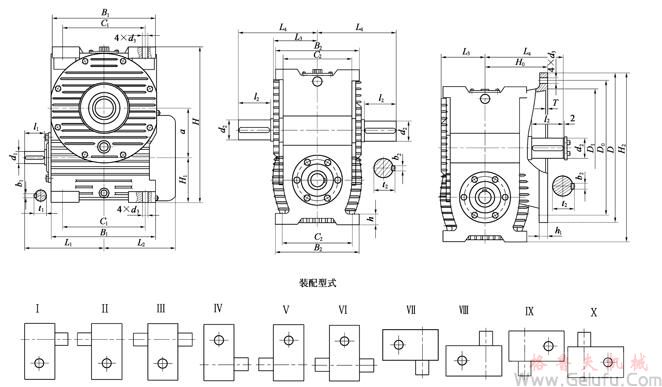 CW系列圓弧圓柱蝸桿減速機外形尺寸(JB/T 7935-1999) CW系列圓弧圓柱蝸桿減速機外形尺寸(JB/T 7935-1999)