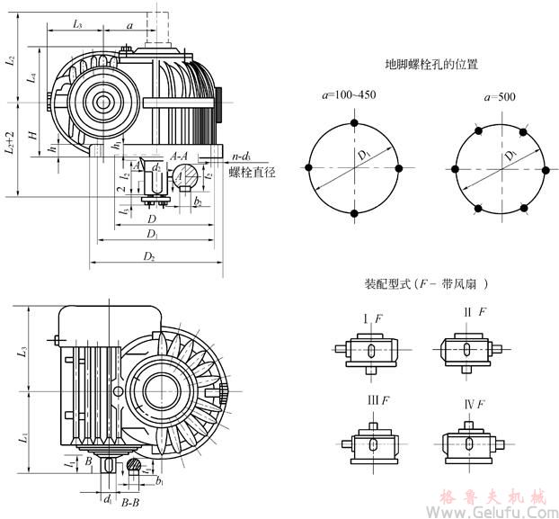 CWS125、CWS160、CWS200、CWS250、CWS280、CWS315、CWS355、CWS400、CWS450、CWS500型減速機(jī)外形和安裝尺寸GB9147&mdash;88