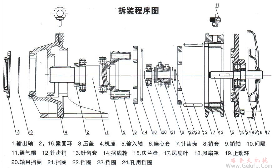 擺線針輪減速機組裝圖 擺線針輪減速機組裝圖
