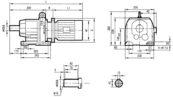 GR77系列斜齒輪減速電機(jī)安裝結(jié)構(gòu)尺寸