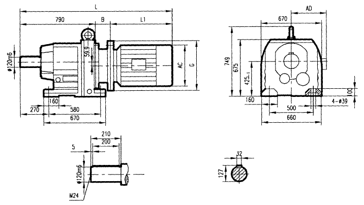 GR167系列斜齒輪減速電機(jī)安裝結(jié)構(gòu)尺寸