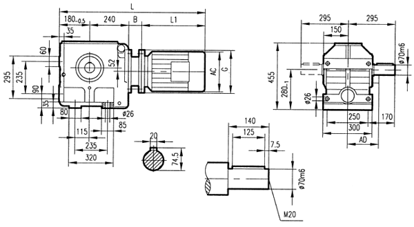 GS97系列減速電機安裝結(jié)構尺寸