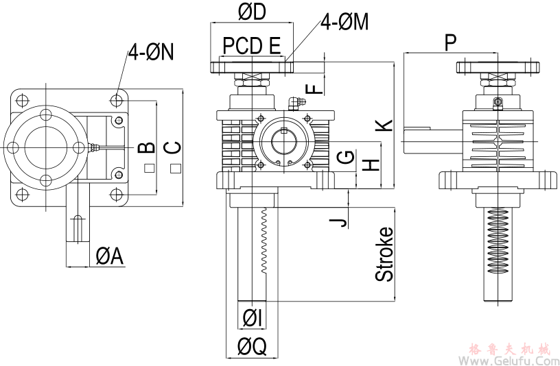 RJ-LR快速升降齒條安裝尺寸圖 RJ-LR快速升降齒條安裝尺寸圖